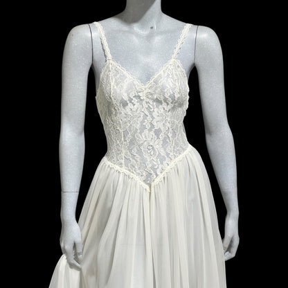 HENSON Kickernick vintage 1950s peignoir slip dress set, frothy white lacy nylon bridal nightgown robe set, THOSE SLEEVES