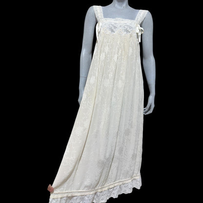 NANOUCHKA Vintage Edwardian style silk nightgown slip dress, pin tucks and lace babydoll night dress