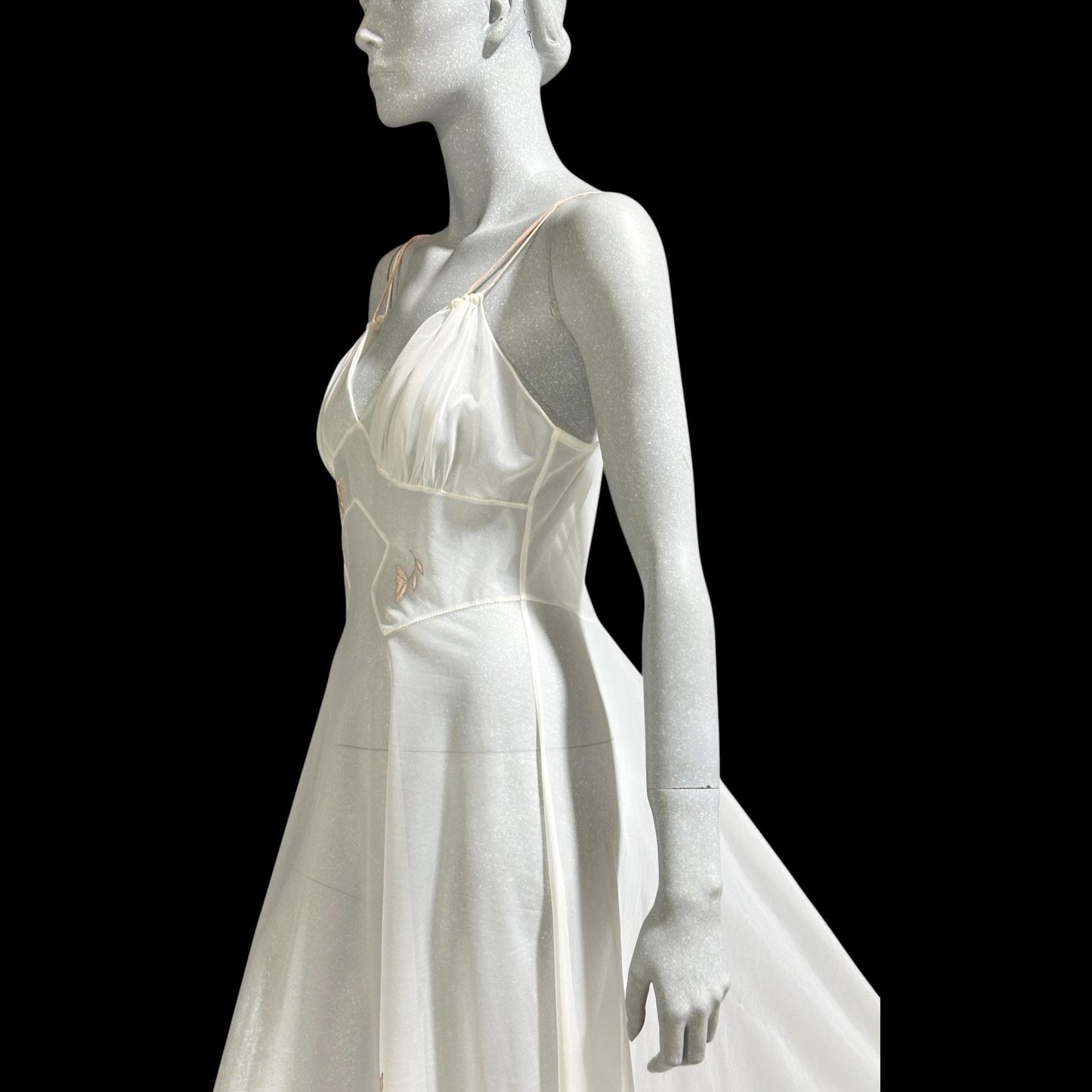 LUCIE ANN Lingerie Vintage 1950s Nightgown: Totally Sheer white full sweep night gown