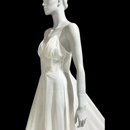 LUCIE ANN Lingerie Vintage 1950s Nightgown: Totally Sheer white full sweep night gown