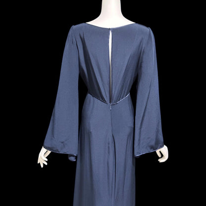 PILAR ROSSI COUTURE, vintage 1990s evening dress, Midnight Blue Long Sleeve gown