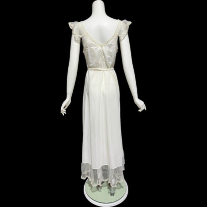 WONDER MAID, vintage 1940s nightgown slip dress, white nylon slip dress