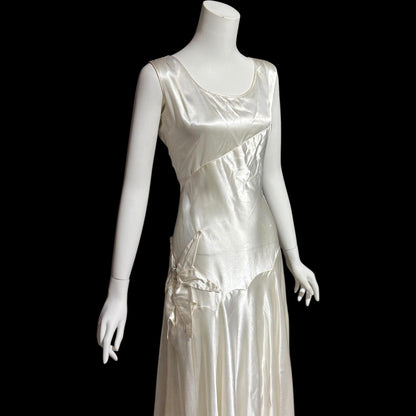 1940s vintage wedding dress, shimmering white satin tea length bridal ball gown