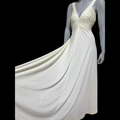 ESTEVEZ Vintage 1970s evening dress gown, white jersey knit Grecian Goddess wedding gown