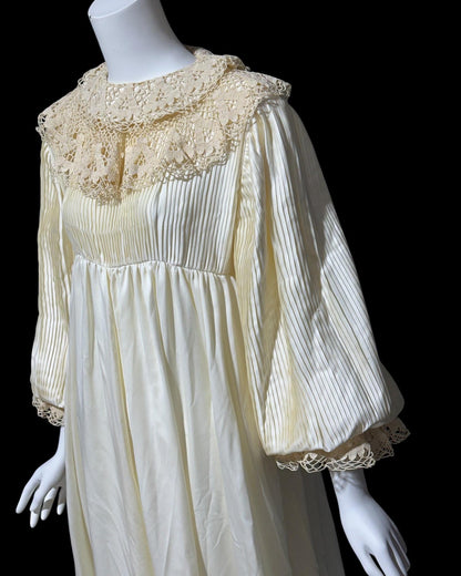VONNIE REYNOLDS, vintage 1970s wedding dress, Martha Palm Beach, OOAK romantic victorian gown, pleated poet sleeve