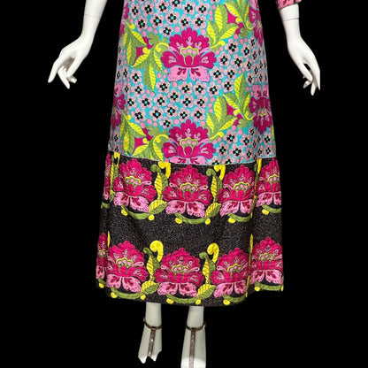 DESIGN THAI BANGKOK, Bergdorf Goodman, vintage 1960s dress, 100% silk floral maxi dress