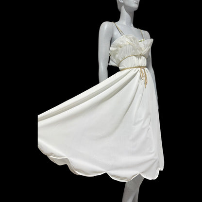 EYEFUL vintage 1950s nightgown slip dress, ethereal fairy garden nymph white nylon w/ lilies of the valley