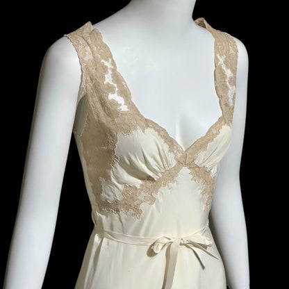 YOLANDE vintage 1930s Nightgown slip dress, Hand Made pure silk ecru wedding night dress
