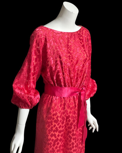 VICTOR COSTA, vintage 1970s evening dress, Hot Pink cowl back gown