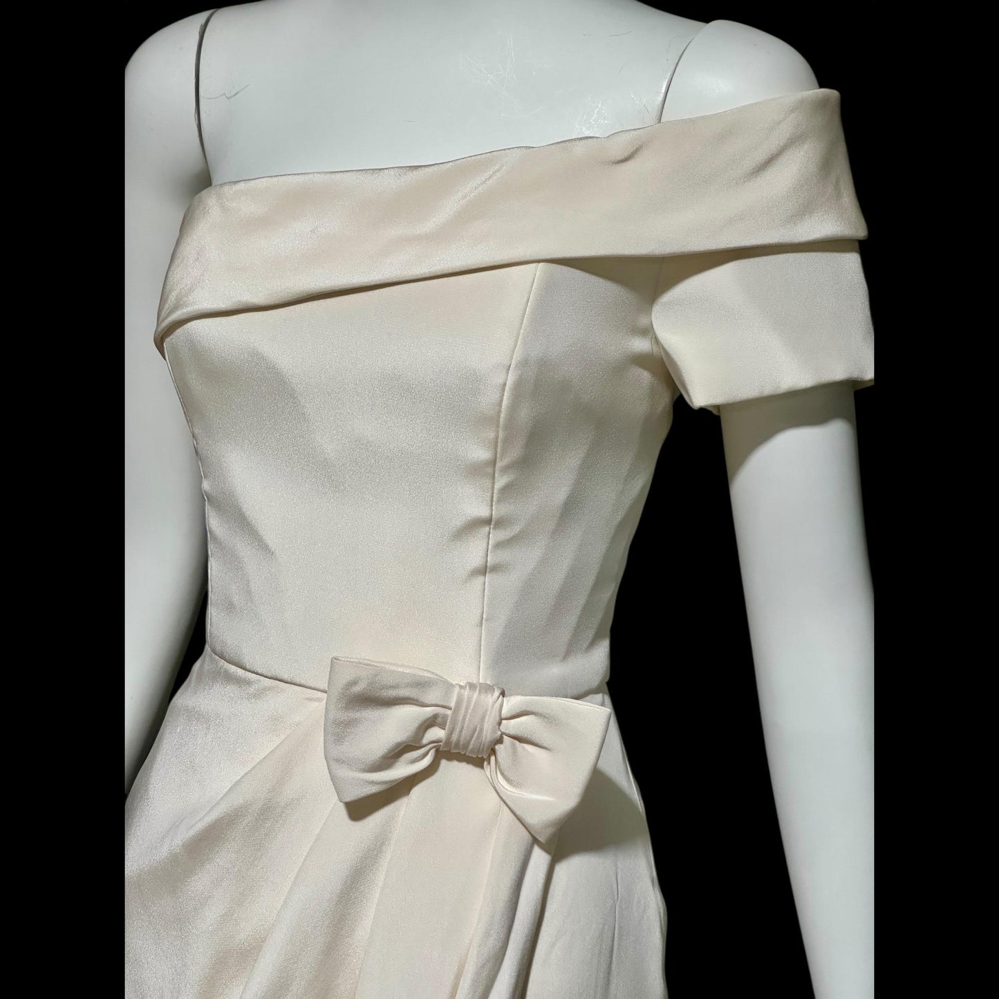 TOMASZ STARZEWSKI Saks Fifth Ave, vintage 1990s wedding dress, silk one shoulder bridal gown, London Designer gown