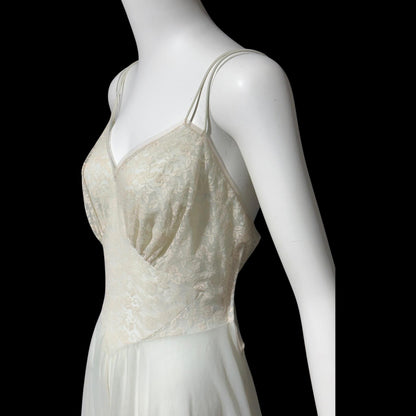 Vanity Fair Nightgown slip dress: Vintage 1940s Sheer pale green nylon and Lace Old Hollywood Glamour gown