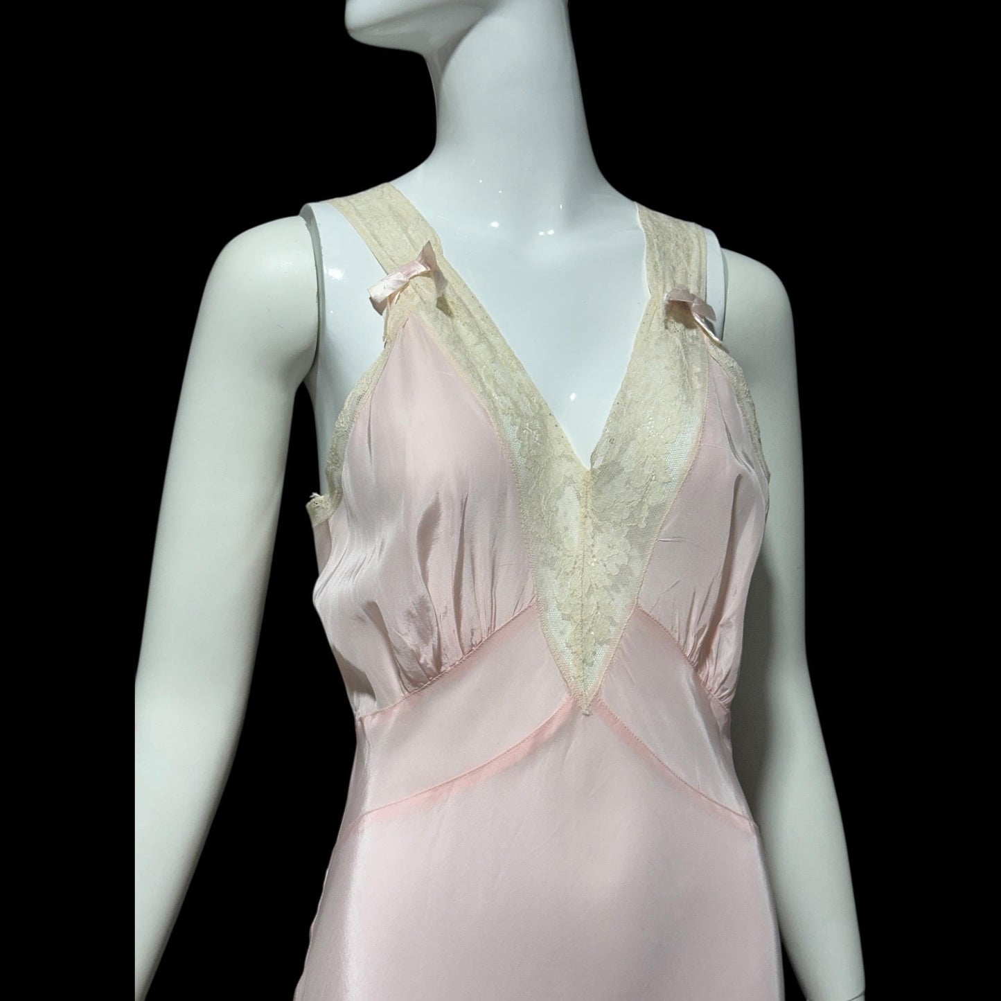 1940s vintage nightgown slip dress, Old Hollywood Powder Pink Bias Cut lingerie dress