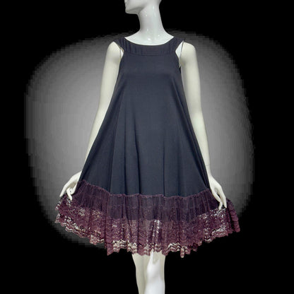 LILLI DIAMOND, vintage 1960s MOD cocktail dress, Black crepe shift trapeze tent party dress