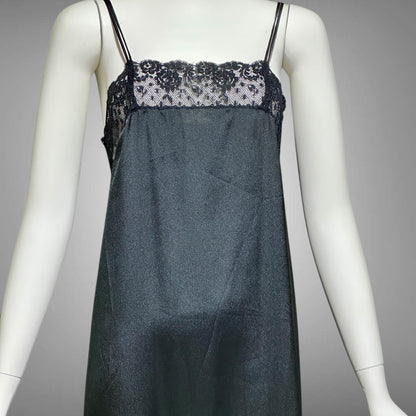 CHLOE Lingerie, vintage 1990s nightgown slip dress, black shift negligee