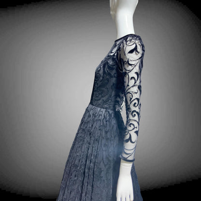 CAROLINE CHARLES, vintage 1980s evening dress ball gown, Made in England, Neiman Marcus Black formal dress