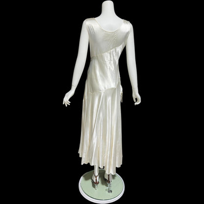 1940s vintage wedding dress, shimmering white satin tea length bridal ball gown