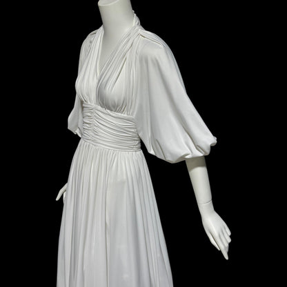 JACK HARTLEY, vintage 1970s evening gown dress, white jersey summer party dress