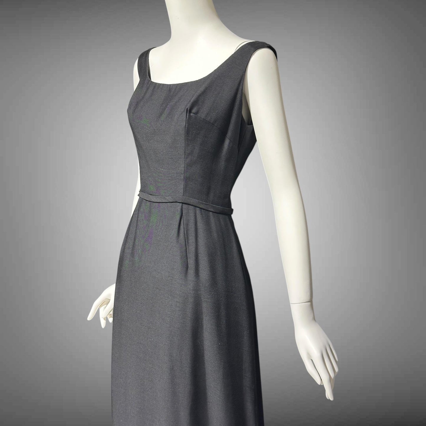 FRANK JELLEFF, vintage 1960s evening dress gown, black formal dress, Deep dive backless