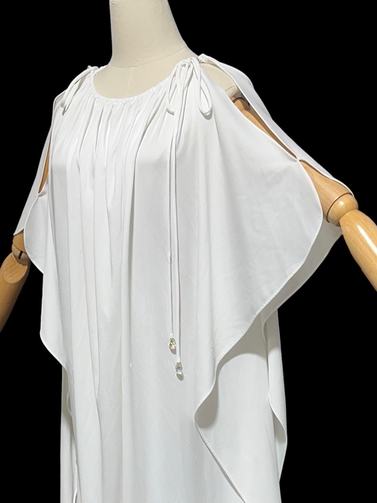 LUCIE ANN BEVERLY Hills 1960s vintage caftan, white grecian goddess kaftan evening gown house dress