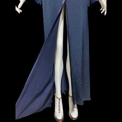 PILAR ROSSI COUTURE, vintage 1990s evening dress, Midnight Blue Long Sleeve gown