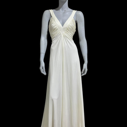 ESTEVEZ Vintage 1970s evening dress gown, white jersey knit Grecian Go VINTAGE DRESS CLOSET ESTEVEZ Vintage 1970s evening dress gown, white jersey knit Grecian Go VINTAGE DRESS CLOSET