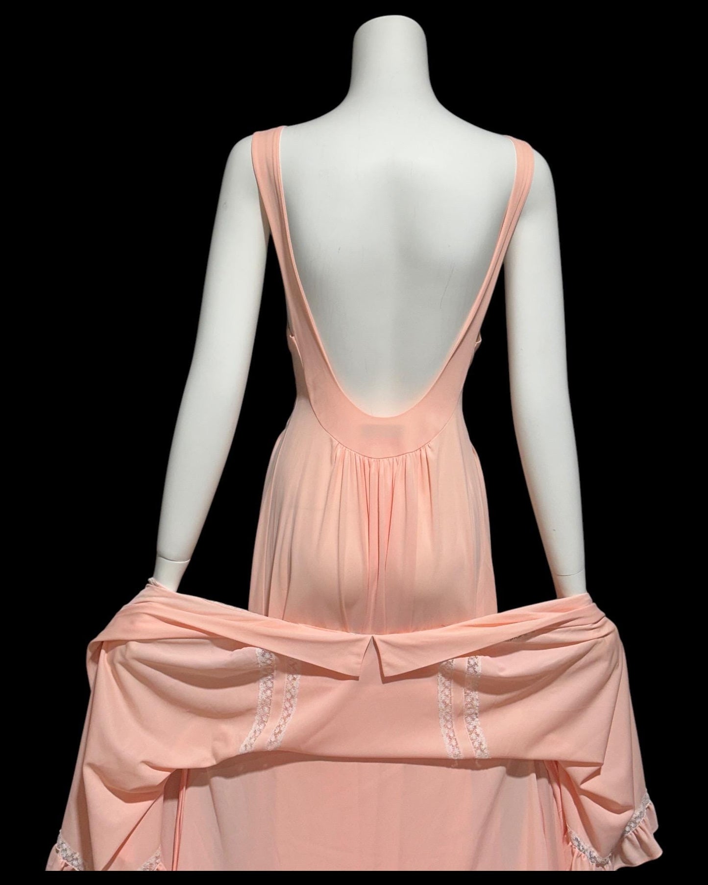 BLANCH by Ralph Montenero, Lord & Taylor, 1960s vintage peachy pink nightgown slip dress and dressing gown,   peignoir set