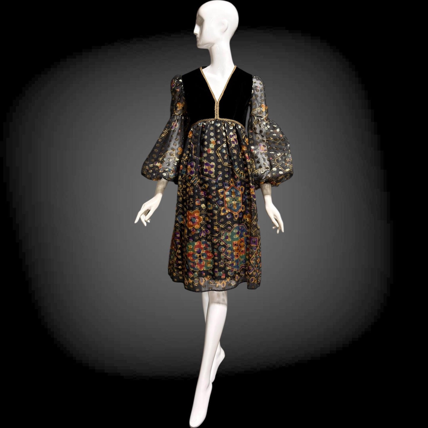 LORD & TAYLOR Vintage 1960s cocktail dress, Malcolm Starr Babydoll Empire Waist evening party dress