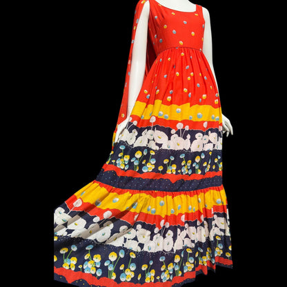 SHANNON ROGERS Jerry Silverman, vintage 1960s floral evening sundress, Border print w/ matching shawl