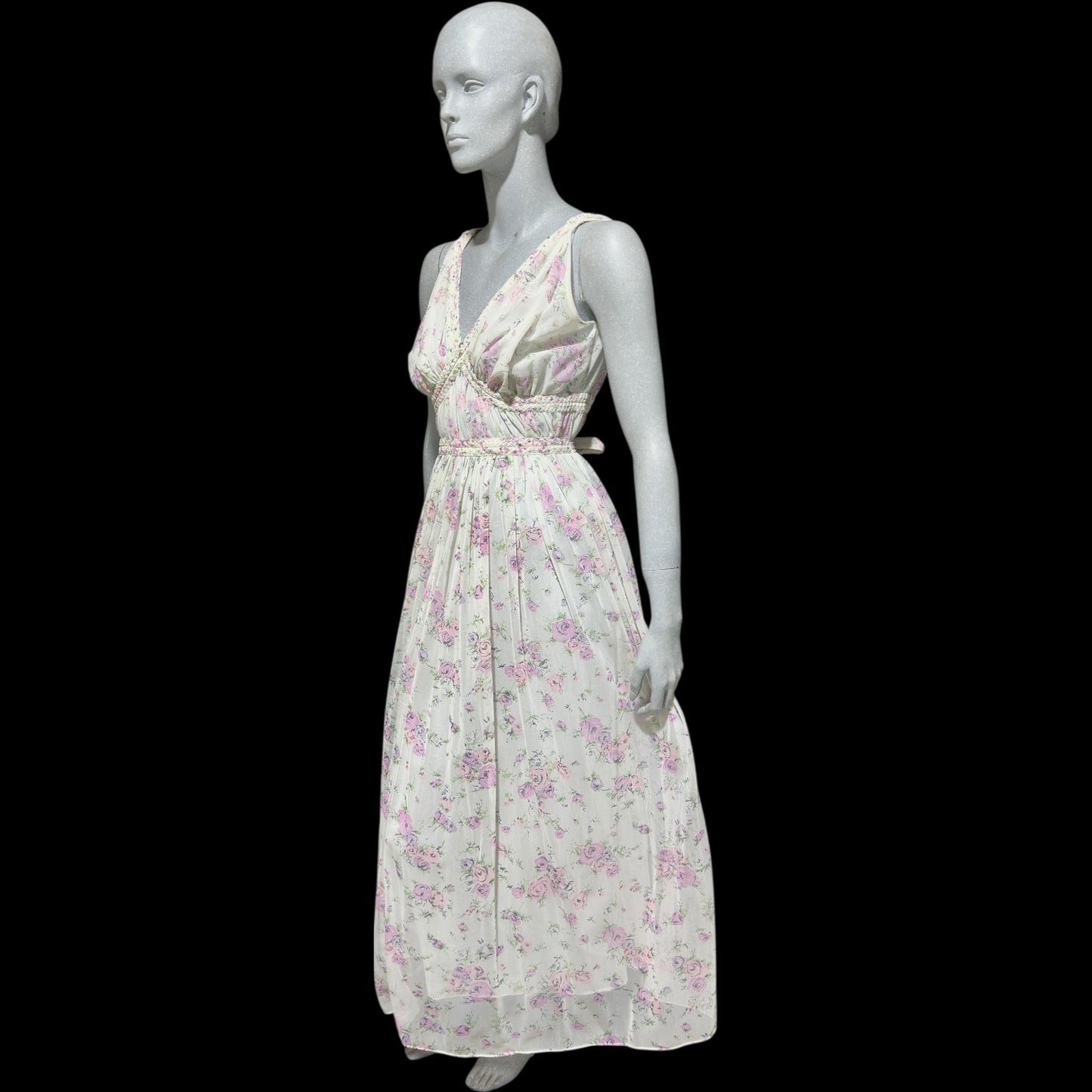 EVE STILLMAN for GRACETTE vintage 1950s Nightgown Slip Dress: floral Grecian Goddess Gown