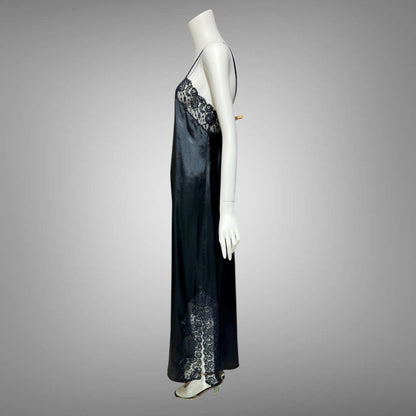 CHLOE Lingerie, vintage 1990s nightgown slip dress, black shift negligee