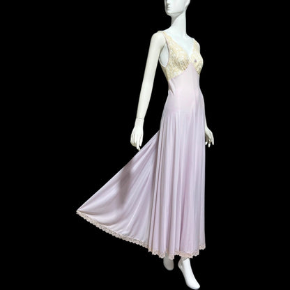 CLAIRE SANDRA by Lucie Ann vintage 1960s Nightgown: Powder Lavender Jersey Knit Gown