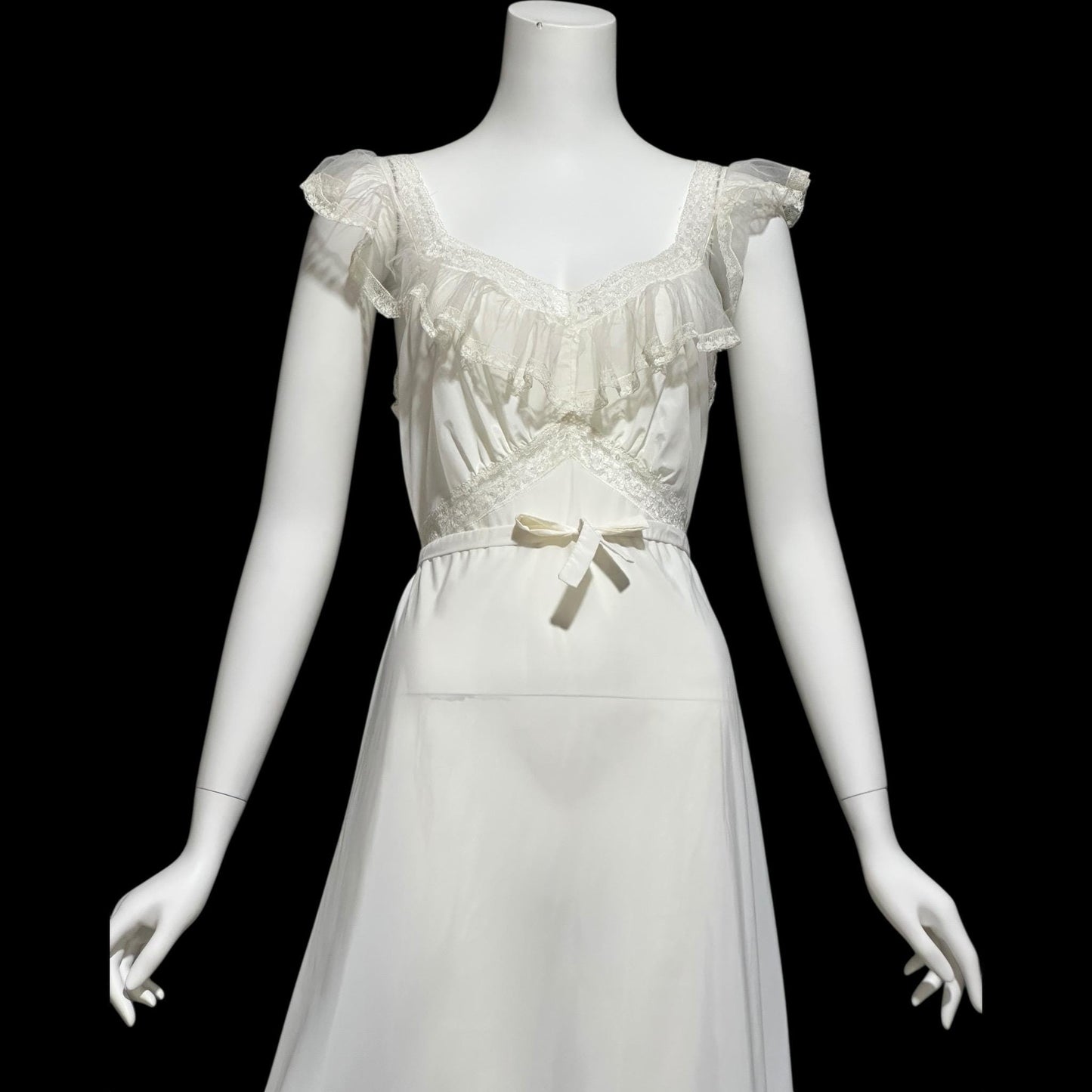 WONDER MAID, vintage 1940s nightgown slip dress, white nylon slip dress