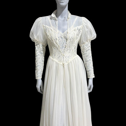HENSON Kickernick vintage 1950s peignoir slip dress set, frothy white lacy nylon bridal nightgown robe set, THOSE SLEEVES