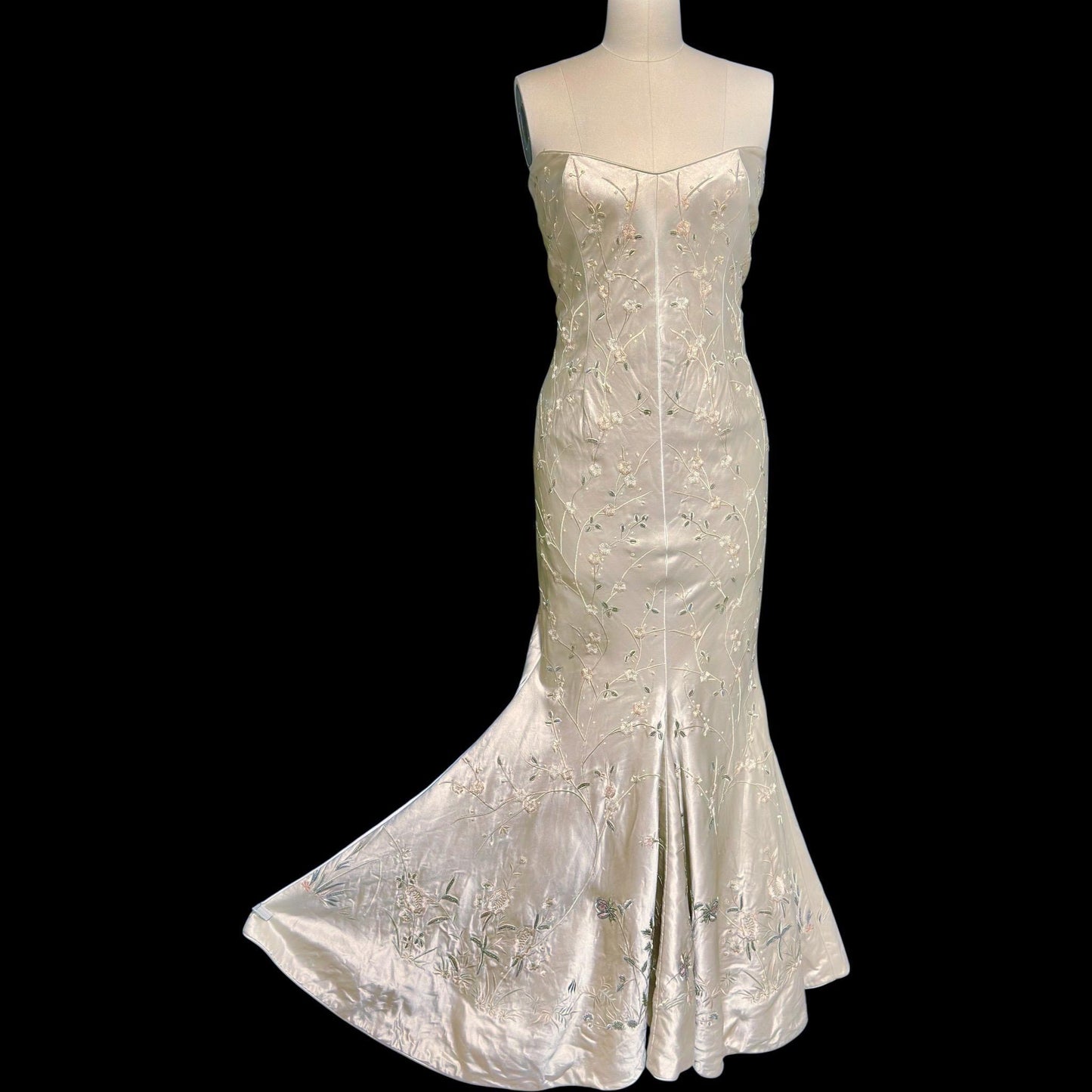 EAVIS & BROWN vintage 1990s evening dress, Beaded all silk strapless mermaid slip dress