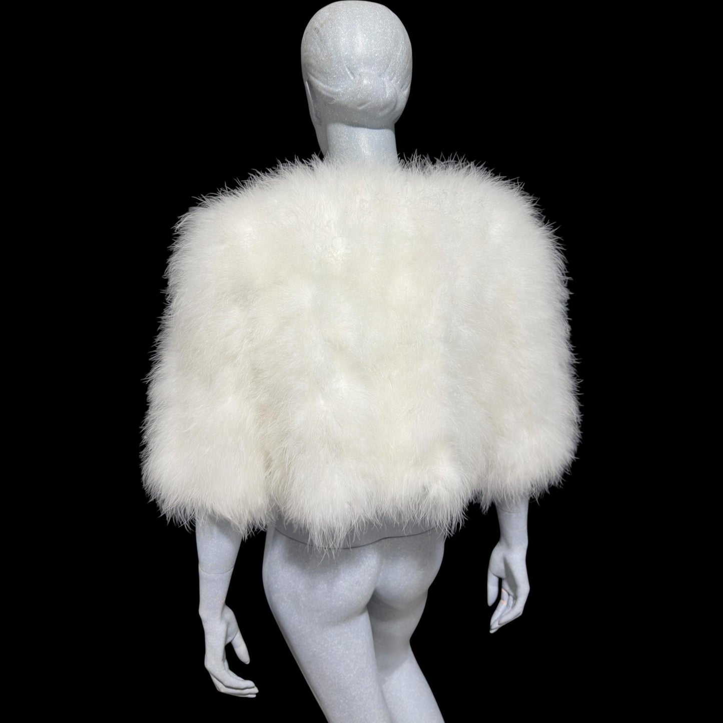 1980s Vintage Marabou Feather Cropped Jacket: Snowy White Bridal Wedding Evening Topper