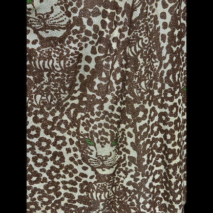 TAMMY vintage 1970s lurex maxi dress, slinky leopard animal print metallic knit party dress