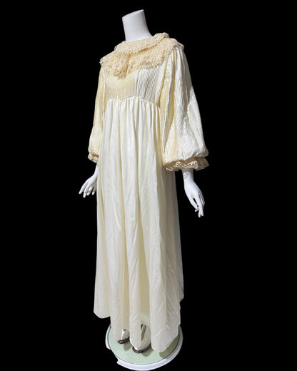 VONNIE REYNOLDS, vintage 1970s wedding dress, Martha Palm Beach, OOAK romantic victorian gown, pleated poet sleeve