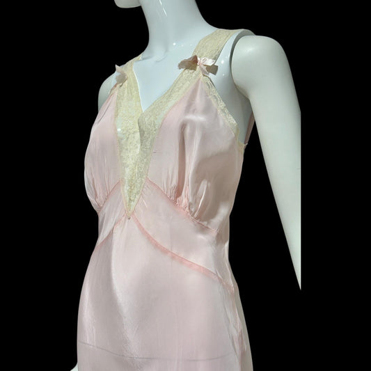 1940s vintage nightgown slip dress, Old Hollywood Powder Pink Bias Cut lingerie dress