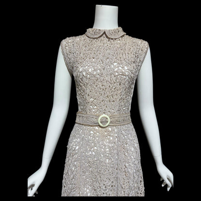 1930s vintage Ribbon Dress, Dusty Mauve shirt day dress with peter pan collar