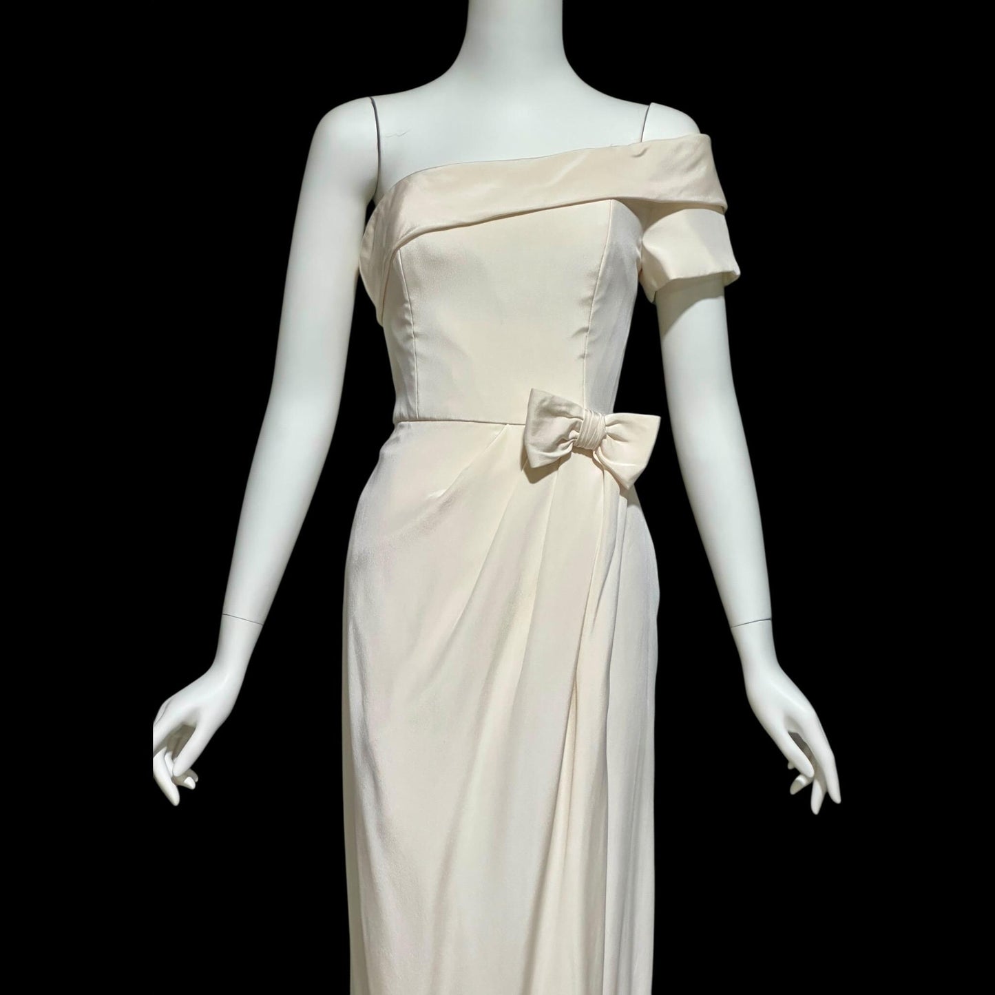 TOMASZ STARZEWSKI Saks Fifth Ave, vintage 1990s wedding dress, silk one shoulder bridal gown, London Designer gown