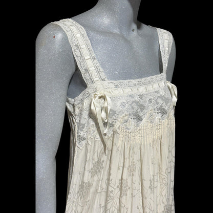 NANOUCHKA Vintage Edwardian style silk nightgown slip dress, pin tucks and lace babydoll night dress