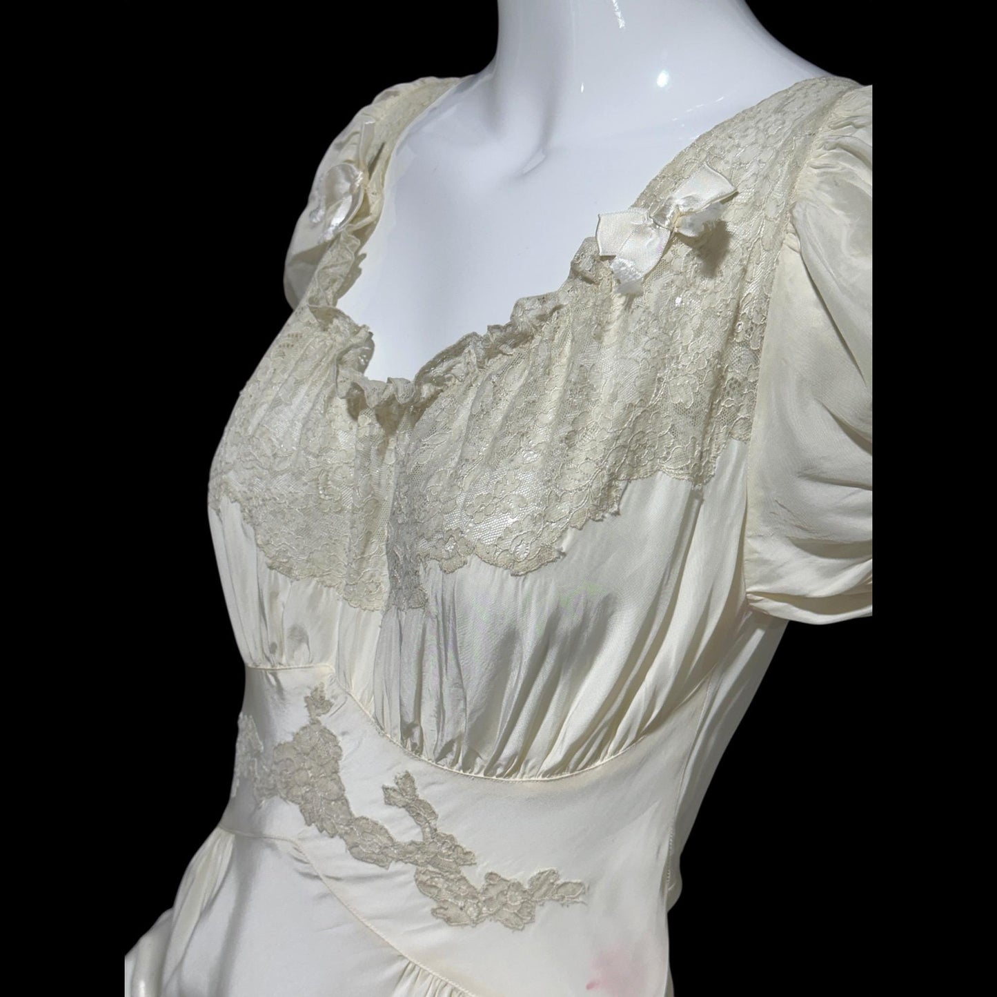 TROUSSEAU vintage 1940s nightgown slip dress, creamy white rayon night dress, full length