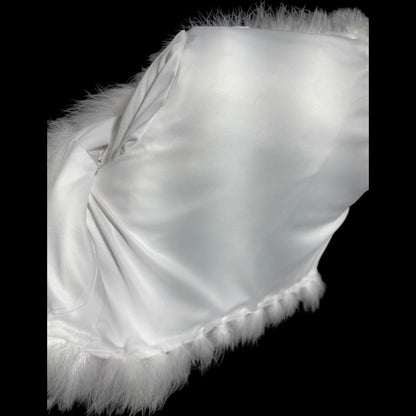 1980s Vintage Marabou Feather Cropped Jacket: Snowy White Bridal Wedding Evening Topper