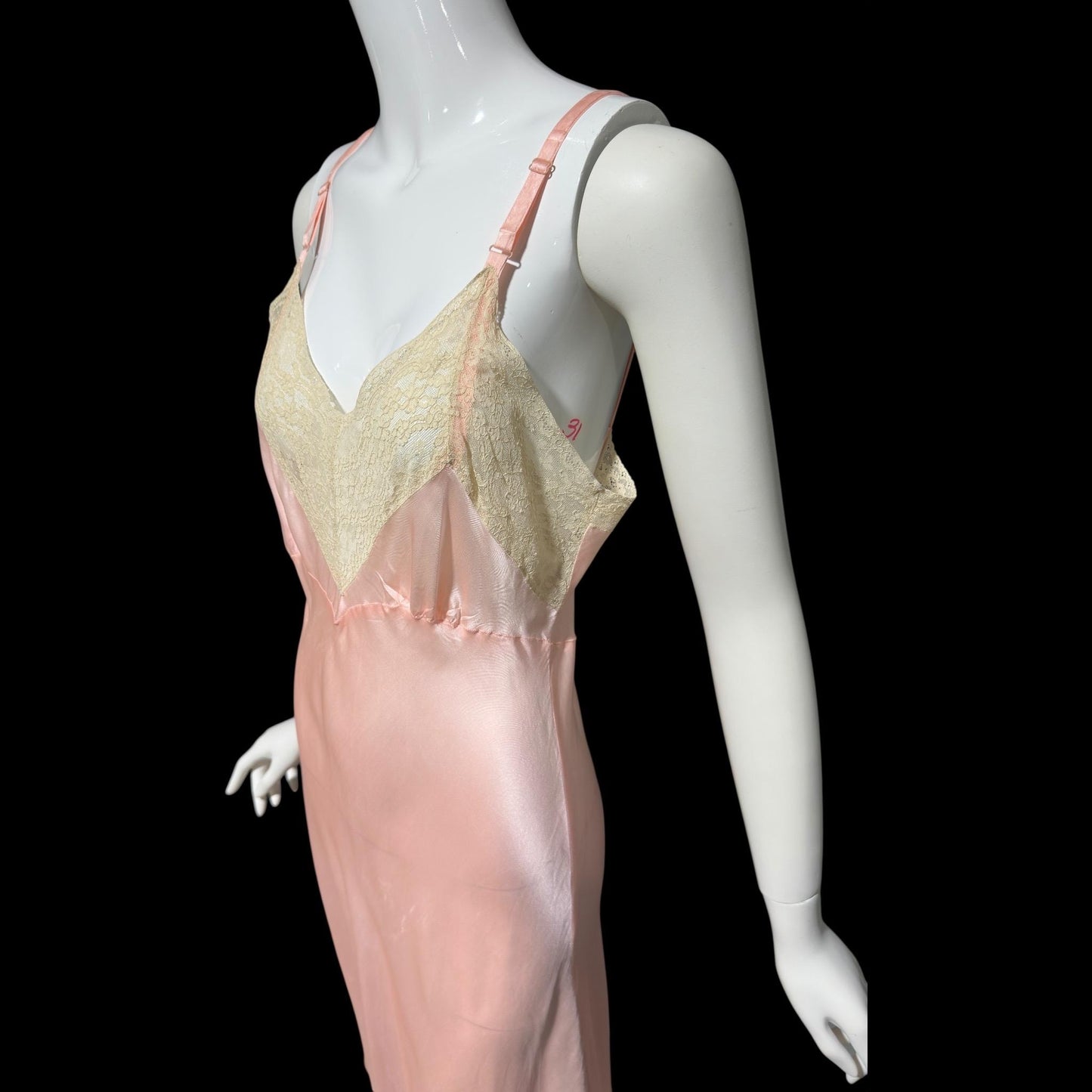 Barbara Lee, 1930s Rayon & Silk Slip Dress: Vintage Bias Cut Pale Pink Bemberg Nightgown