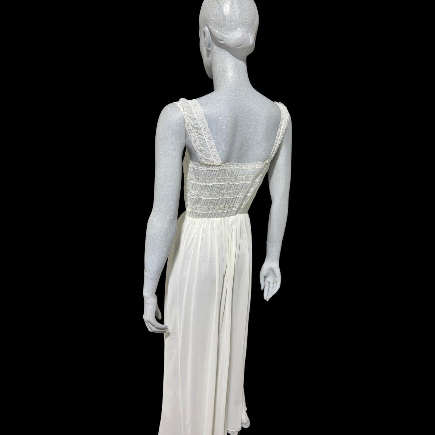 RADCLIFFE vintage 1940s nightgown robe set, bridal white chiffon wedding peignoir slip dress set