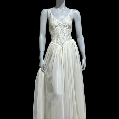 HENSON Kickernick vintage 1950s peignoir slip dress set, frothy white lacy nylon bridal nightgown robe set, THOSE SLEEVES