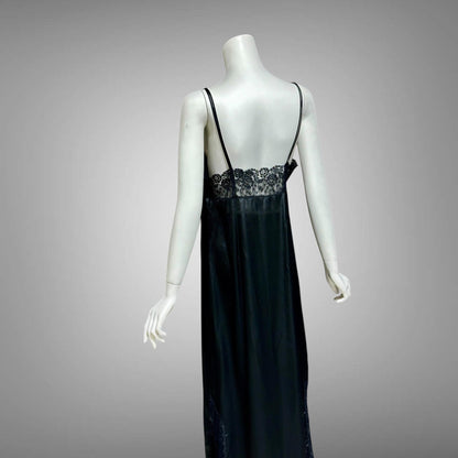 CHLOE Lingerie, vintage 1990s nightgown slip dress, black shift negligee