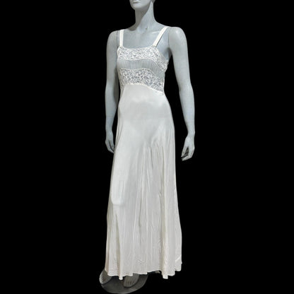 TULA Vintage 1940s Nightgown Robe Set: Bridal White Peignoir Dressing Gown & Slip Dress