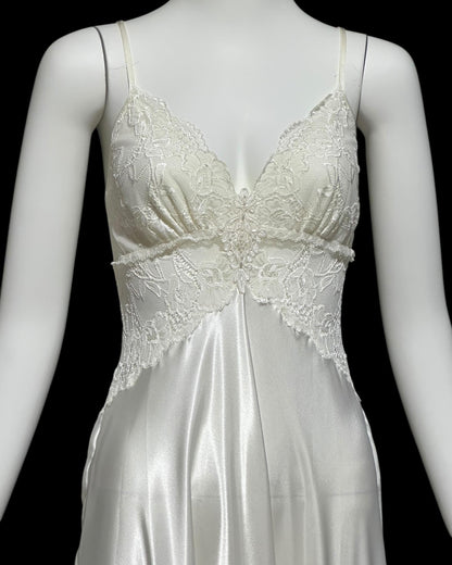 JONQUIL Diane Samandi, vintage 1980s nightgown robe set, White bridal peignoir dressing gown and slip dress