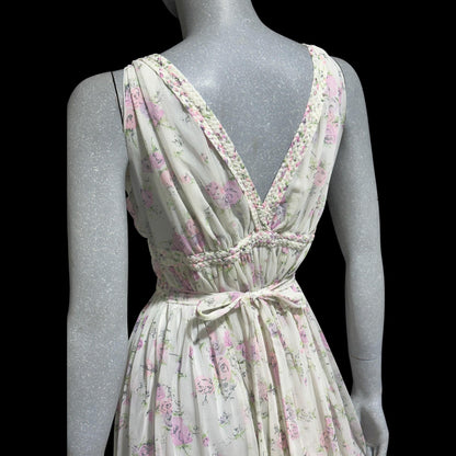 EVE STILLMAN for GRACETTE vintage 1950s Nightgown Slip Dress: floral Grecian Goddess Gown